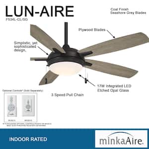 Lun-Aire 54 in. Integrated LED Indoor Coal with Seashore Grey Blades Ceiling Fan