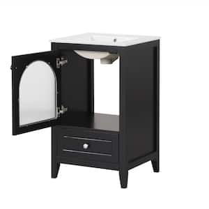 20 in. W x 18.3 in. D x 34 in. H Bathroom Black Linen Cabinet