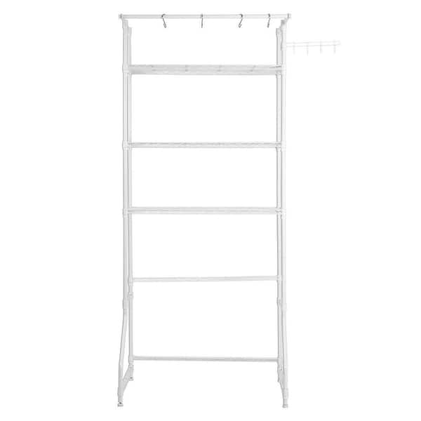 Storage Shelf above Washer and Dryer, Single Row, Adjustable Space Optimizer, Laundry Room Rack with 3-Levels, White
