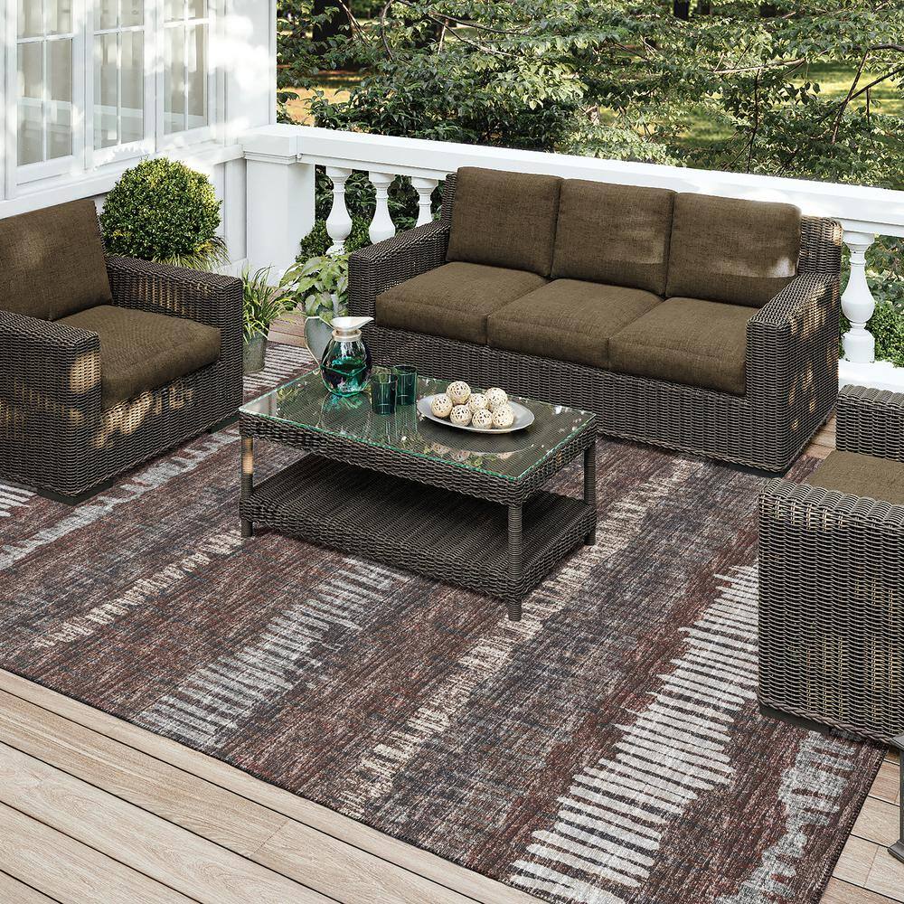 Transitional Brown Chenille 8'x10' Non-Slip Area Rug
