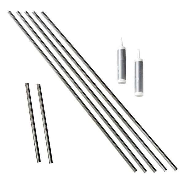 Fasade Crosshatch Silver 47 in. Vinyl Backsplash Accessory Kit (5-Pack)