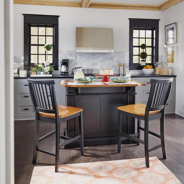 Home Styles Kitchen Island With Stools Black