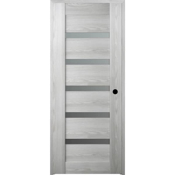 Vona 07-04 24"x 84" Right-hand 6 Lite Frosted Glass Solid Composite Core Ribeira Ash Wood Single Prehung Interior Door