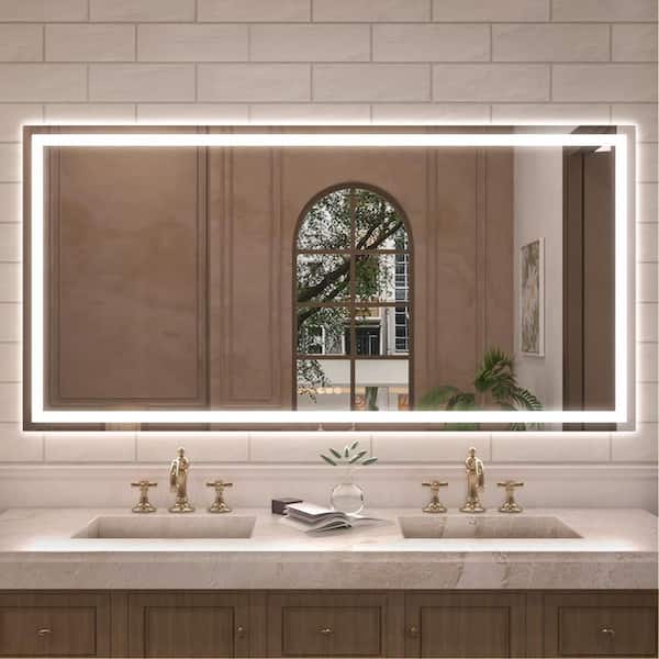 Hermitage Bath Orliva 72 in. W x 36 in. H Rectangular Frameless LED Wall Bathroom Vanity Mirror
