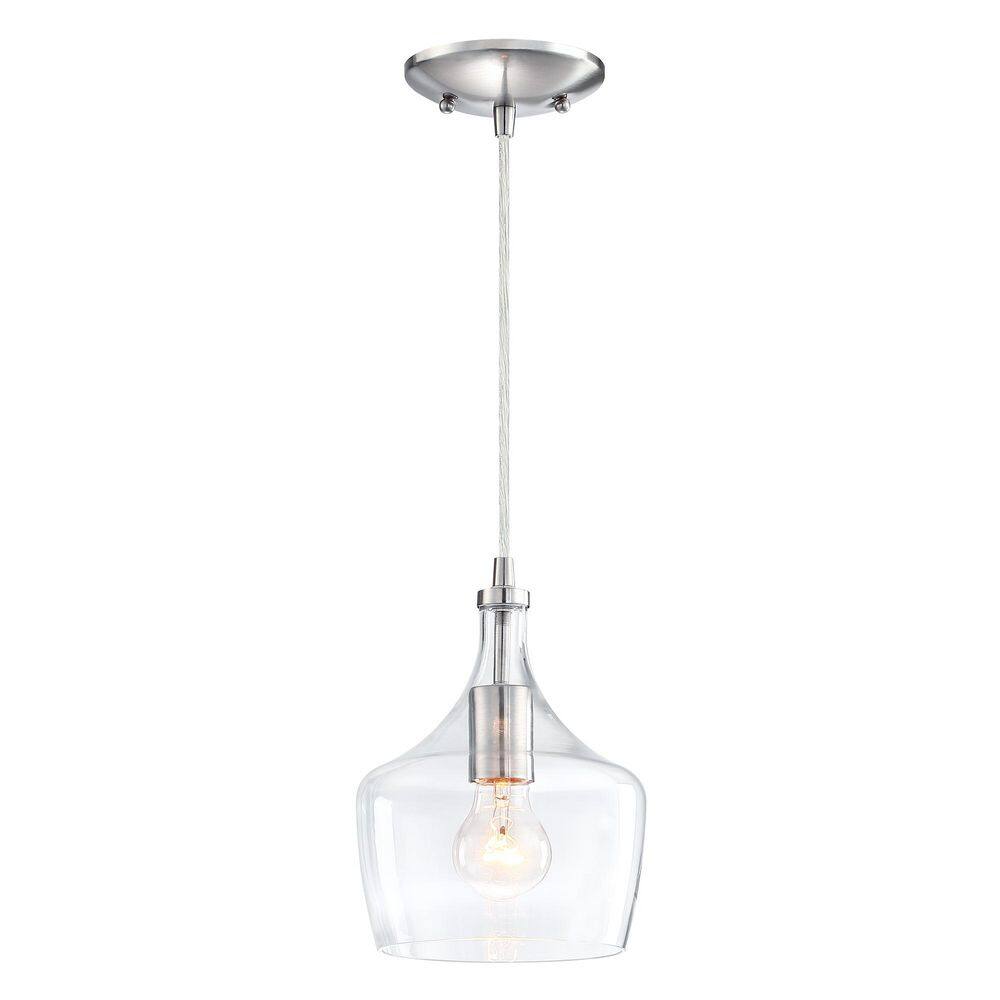 1-Light Kitchen Island Teardrop Clear Glass Pendant Light with Brushed Nickel Finish price history on PriceWatchPro