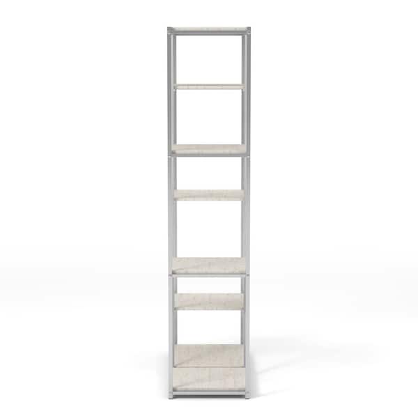 Enitia 72 in. Chrome Metal 7-Shelf Etagere Bookcase with Open Back