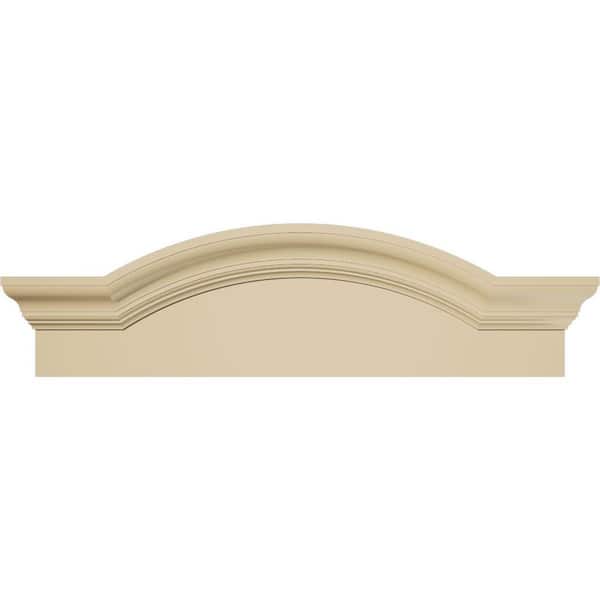28-in. W x 8-in. H x 2-1/2-in. P Segment Arch W/Flankers Smooth Signature Urethane Pediment, Primed Tan