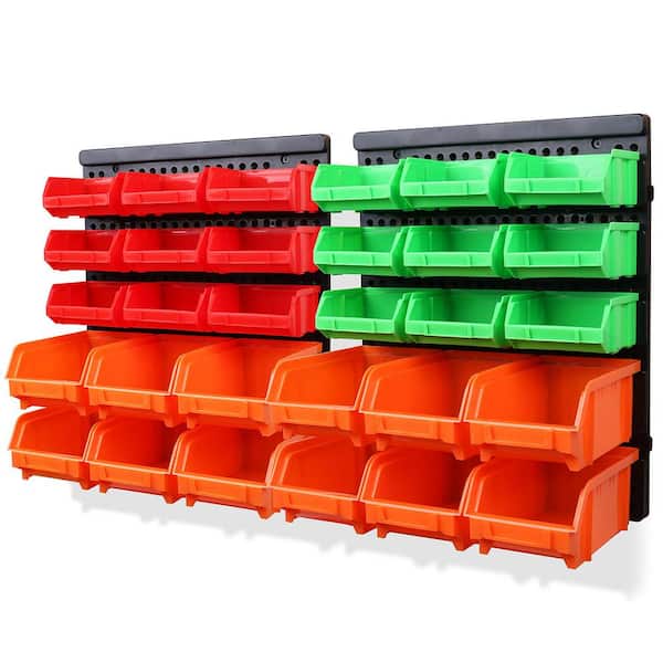Angel Sar 2 Color Plastic Wall Mounted Plastic Storage Bins (30-Pack)