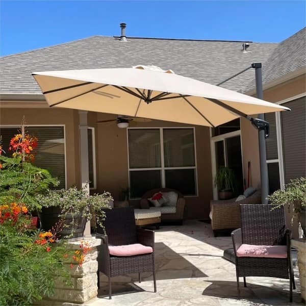 PURPLE LEAF 8 ft. Square Aluminum Outdoor Patio Cantilever PURPLE LEAF 8 ft. Square Aluminum Outdoor Patio Cantilever