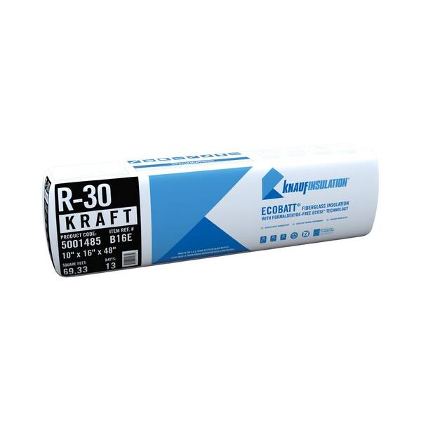 Knauf Insulation R 30 Ecobatt Kraft Faced Fiberglass Insulation Batt 16 In X 48 In 12 Bags The Home Depot