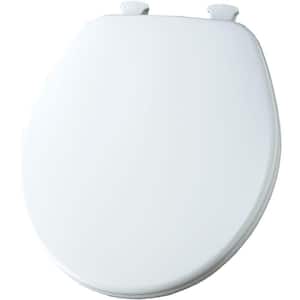 Round Enameled Wood Closed Front Toilet Seat in White Removes for Easy Cleaning