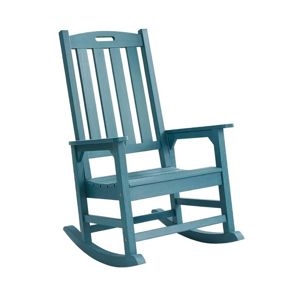 Lake Blue Plastic Oversized Outdoor Rocking Chair
