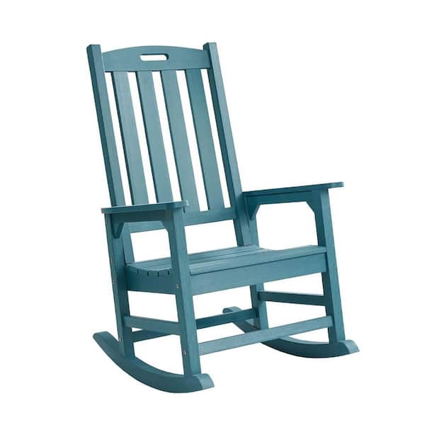 Unbranded Lake Blue Plastic Oversized Outdoor Rocking Chair