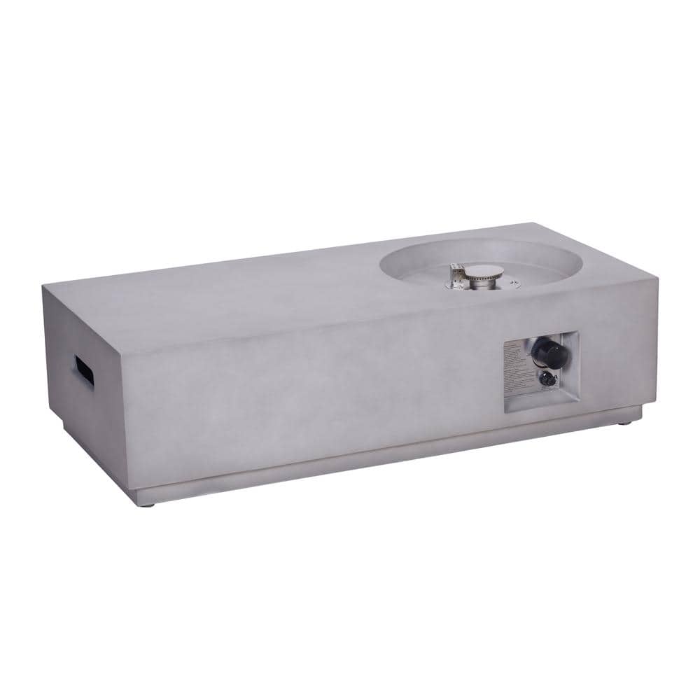 42 in. W x 12 in. H Rectangular Exterior Faux Stone Propane Outdoor Fire Pi