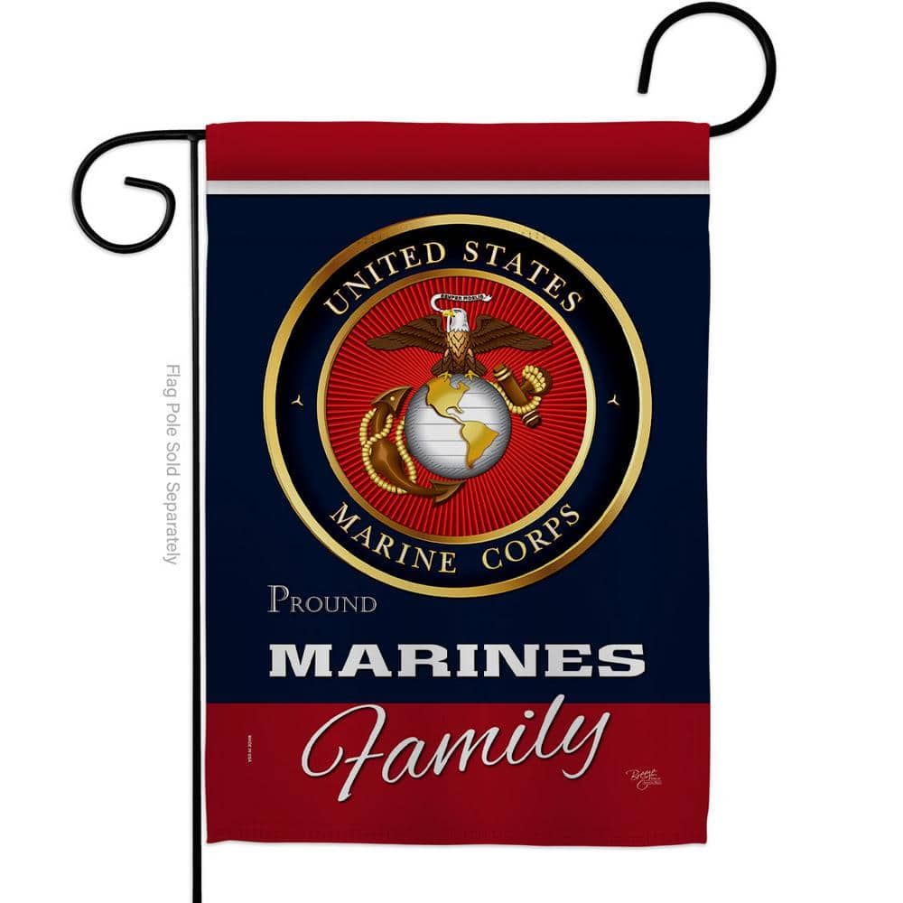 Breeze Decor 13 in. x 18.5 in. Marines Proudly Family Garden Flag Double-Sided Armed Forces Decorative Vertical Flags