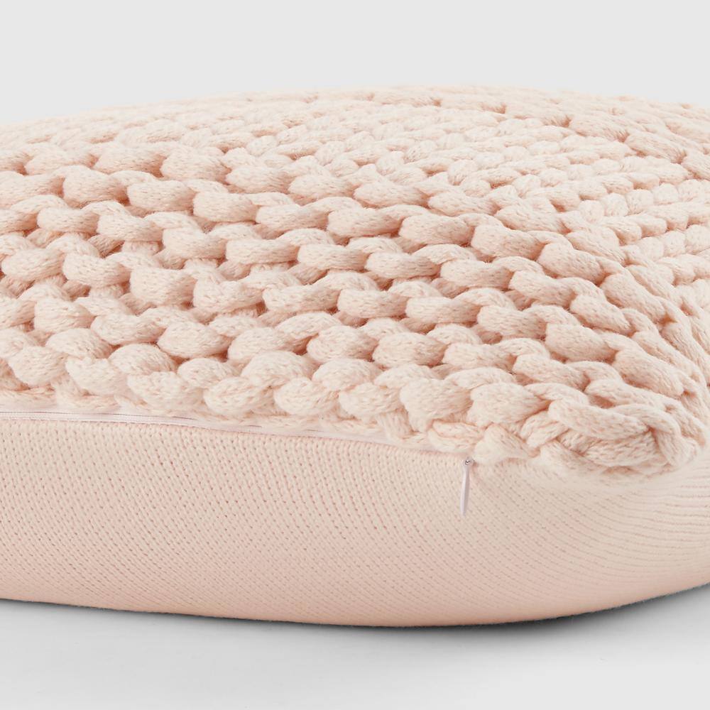 Blush Chunky Knit Acrylic Square Throw Pillow Set