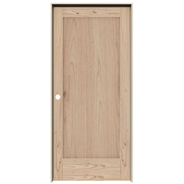 JELD-WEN MODA Rustic 36 in. x 80 in. Right-Hand Natural Unfinished Wood Single Prehung Interior Door