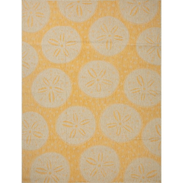 Sand Dollars Yellow/Ivory 8 ft. x 10 ft. Indoor/Outdoor Area Rug