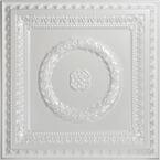 Laurel Wreath 2 ft. x 2 ft. PVC Glue-up or Lay-in Ceiling Tile in White Pearl