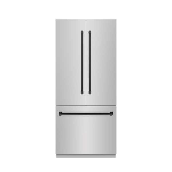36 in. 19.6 cu. ft. Built-in Bottom Freezer Refrigerator in Stainless Steel with Graphite Gray Interior & Black Accents