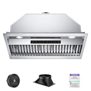 30 in. 600 CFM Convertible Insert Range Hood with 3-Speed Gesture Control and Touch Panel, LED lights in Stainless Steel