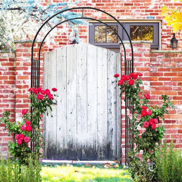 Black 86 in. Metal Garden Arch Arbor Trellis, Metal Archway for
