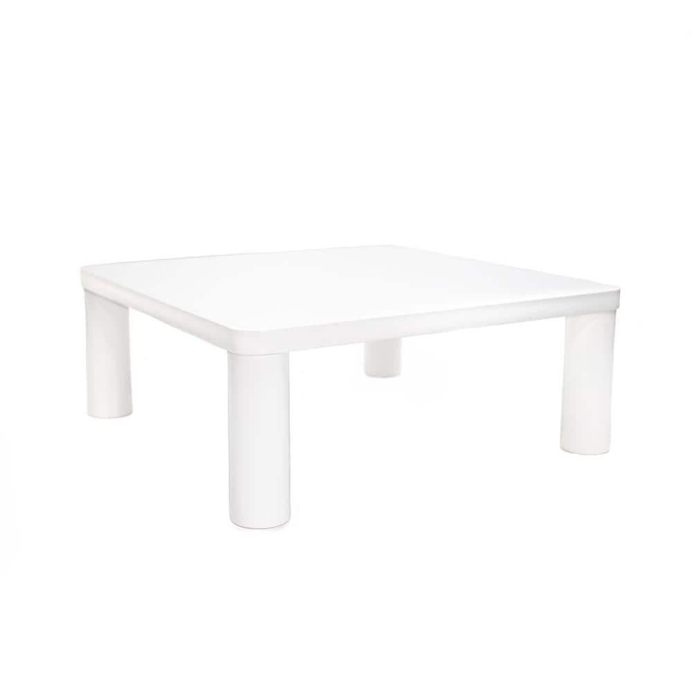 33.5 in. White MDF Modern Minimalist Square Outdoor Coffee Table