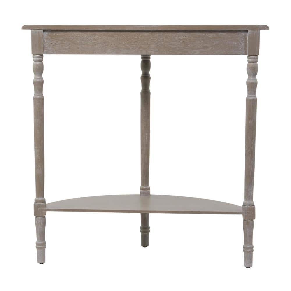 Charming Light Brown Demilune Console Table with Storage Shelf