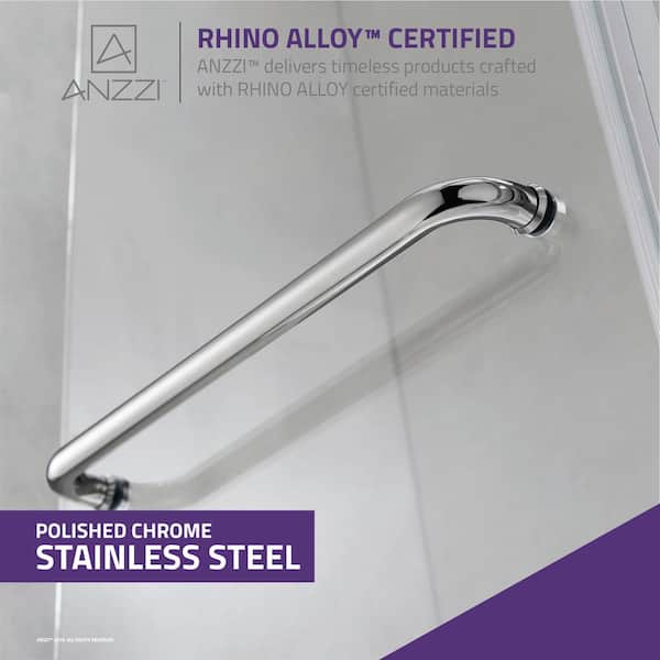 ANZZI Pacific 48 in. x 58 in. Frameless Hinged Bathtub Door in