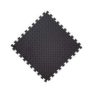 Black Diamond Plate 24 in. W x 24 in. L x. 43 in. Thick Foam Exercise Floor Tiles (8 Tiles/Case) (32 sq. ft. )