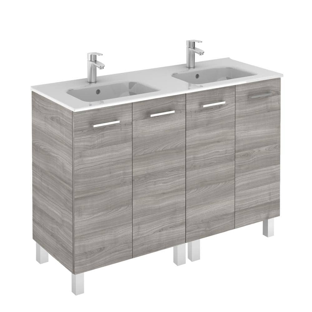 Logic 47.3 in. W x 18.0 in. D x 33.0 in. H Bath Vanity in Sandy Grey with Vanity Top and Ceramic White Basin -  WS Bath Collections, Logic 120 SG