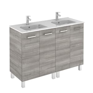 Logic 47.3 in. W x 18.0 in. D x 33.0 in. H Bath Vanity in Sandy Grey with Vanity Top and Ceramic White Basin