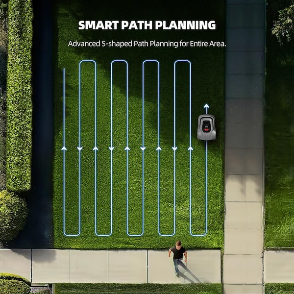 smonet 8 in. Robot Lawn Mower - Automatic Lawnmower Battery Powered APP Control, Smart Path Planning, Up to 1/4 Acre