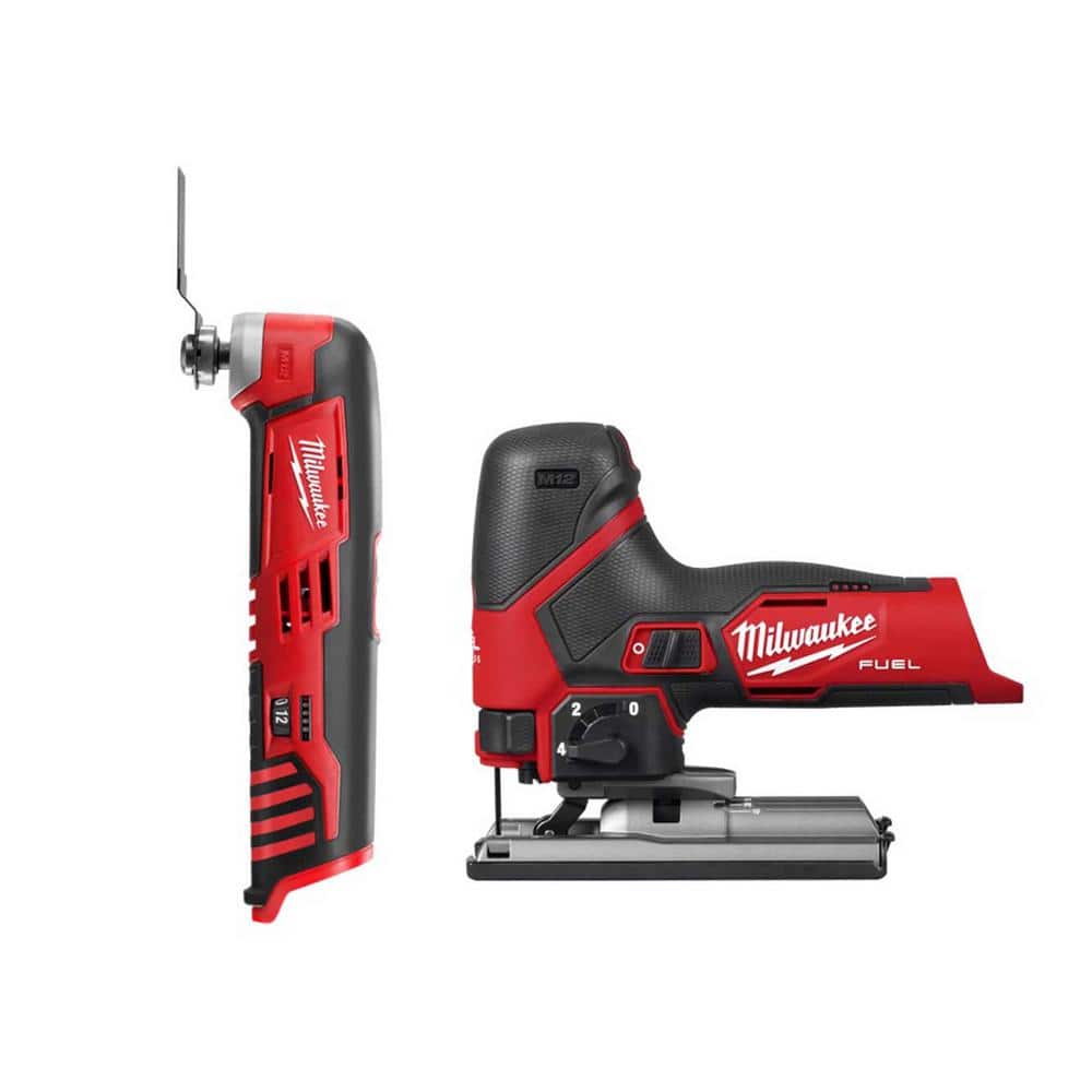 Milwaukee M12 12-Volt Fuel Lithium-Ion Cordless Jig Saw with M12  Oscillating Multi-Tool 2545-20-2426-20 The Home Depot