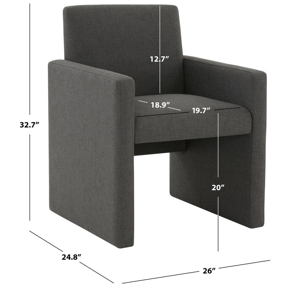 Maisey Charcoal Grey Linen Upholstered Dining Armchair