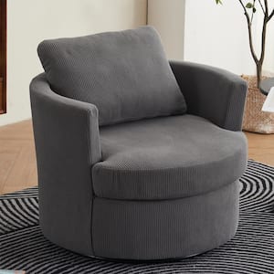 Light Grey Polyester Swivel Barrel Chair (Set of 1)