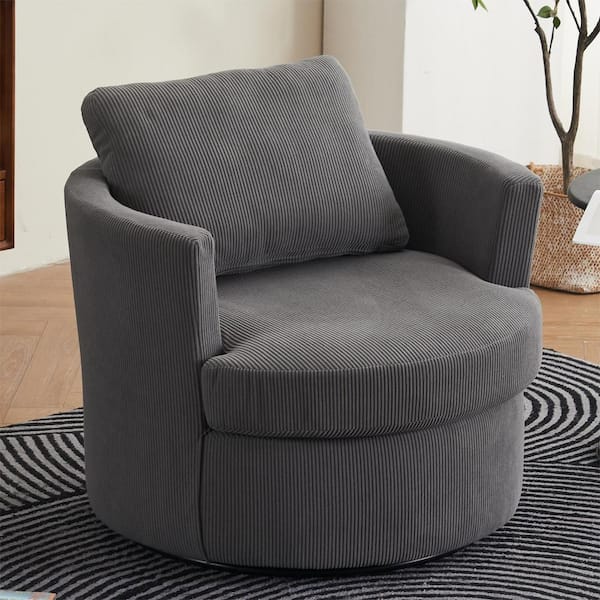 aisword Light Grey Polyester Swivel Barrel Chair (Set of 1)