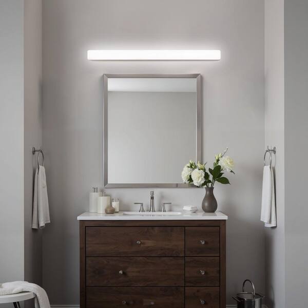 36 in. White Cylinder 1-Light Modern Integrated LED Vanity Light Bar, Wall Fixture for Large Bathroom Mirrors