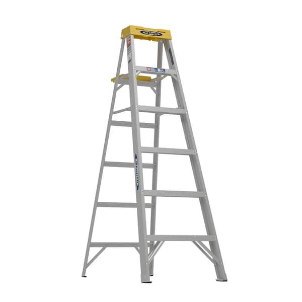 Werner 6 ft. Aluminum Step Ladder (10 ft. Reach Height) with 300 lb. Load Capacity Type IA Duty Rating