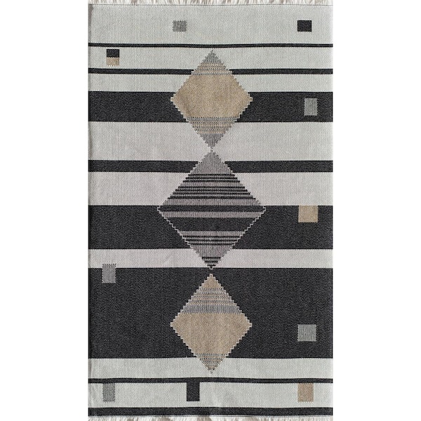 Rugs America Sloane Landlocked Black Area Rug - 2 X 8