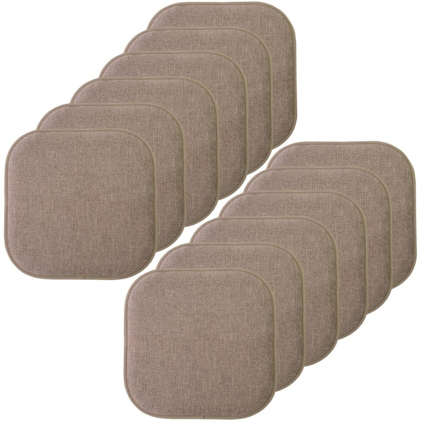 Sweet Home Collection Alexis Chocolate 16 in. x 16 in. Non Slip Memory Foam Seat Chair Cushion Pads (12-Pack)