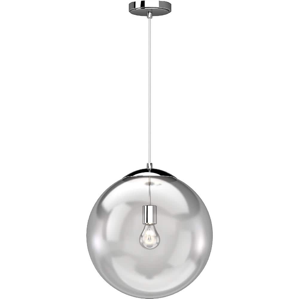 1-Light 14 in. Globe Shade Chrome Indoor Pendant with Clear Glass price history on PriceWatchPro
