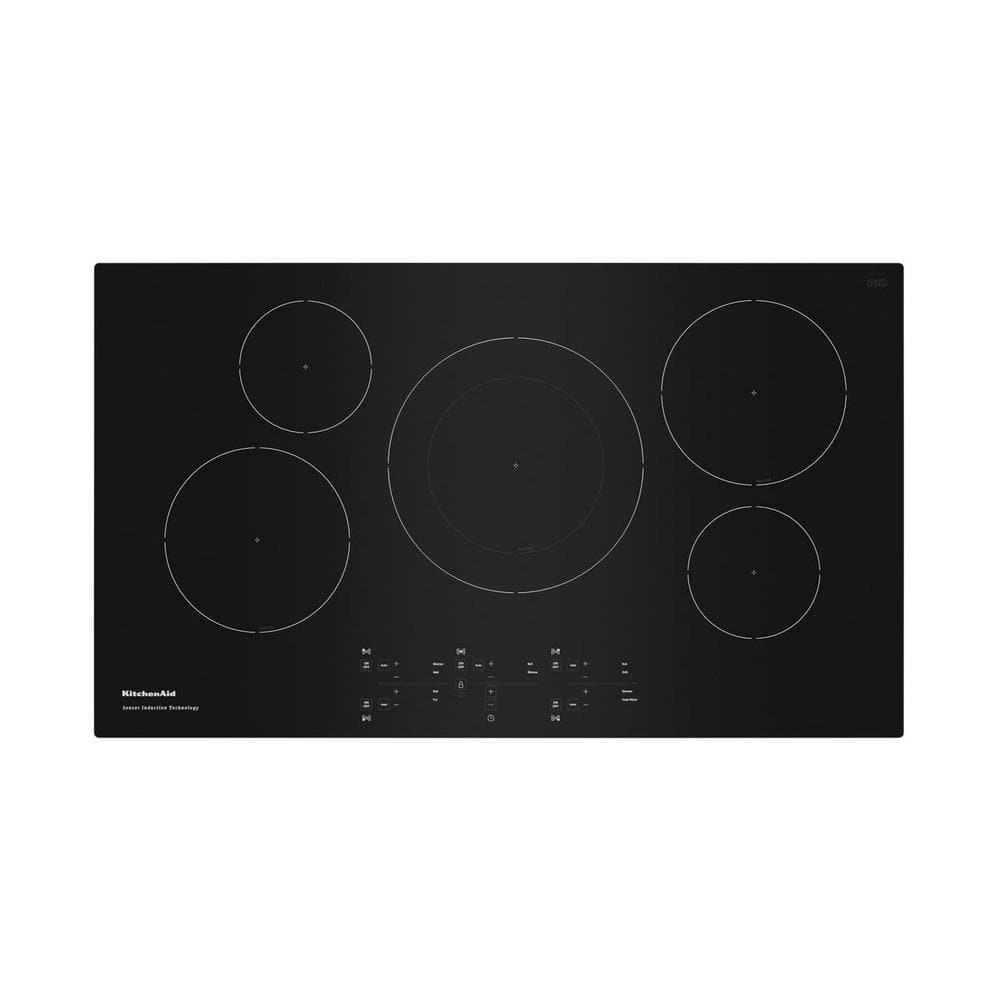 KitchenAid 36 in. Electric Induction Modular Cooktop in Black with 5 Elements, Black Stainless Steel
