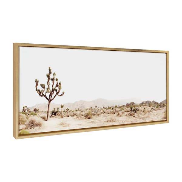 Kate and Laurel Lone Joshua Tree by Amy Peterson Framed Nature Canvas Wall Art Print 18.00 in. x 40.00 in.