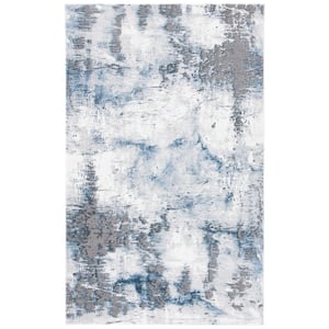 Craft Gray/Blue Doormat 3 ft. x 5 ft. Distressed Abstract Area Rug