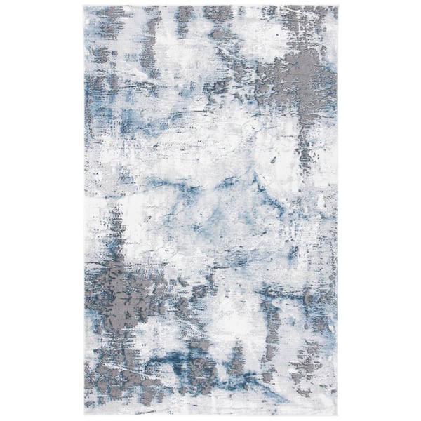 SAFAVIEH Craft Gray/Blue Doormat 3 ft. x 5 ft. Distressed Abstract Area Rug