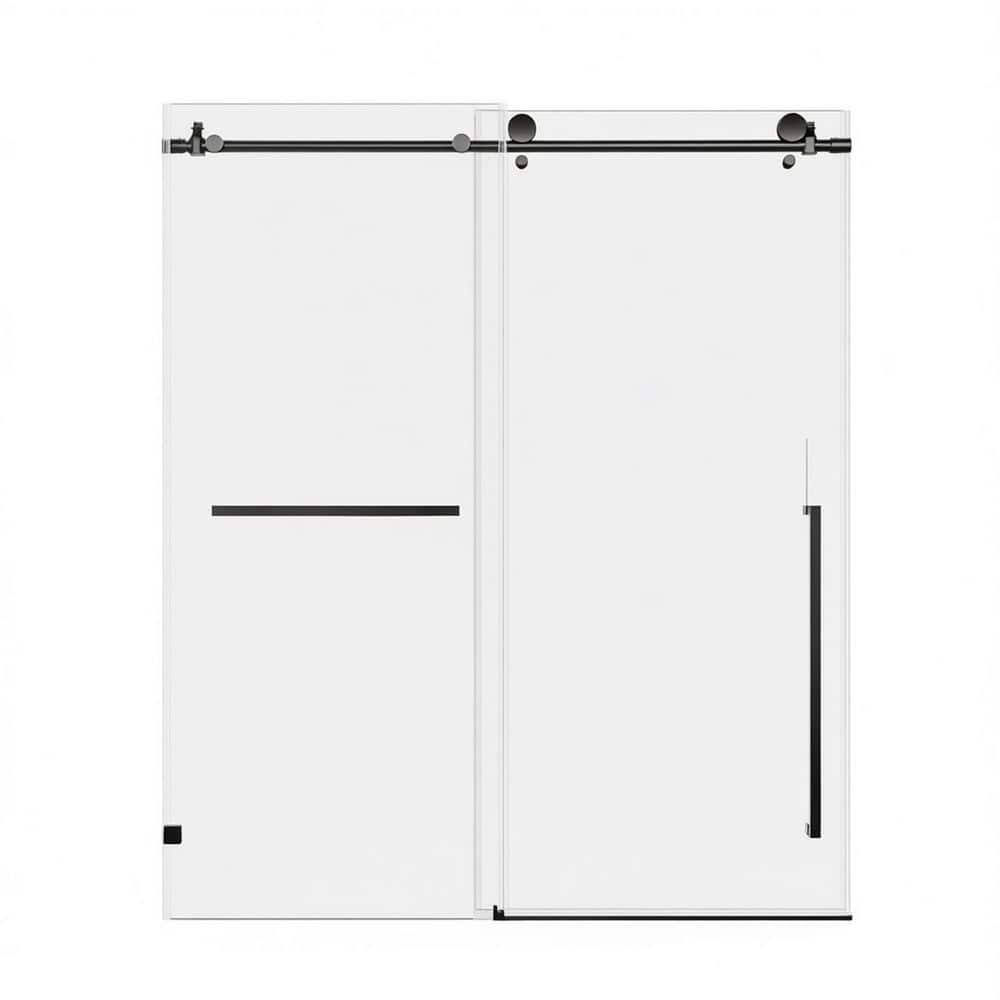 56 in.-60 in. W x 78 in. H Frameless Single Sliding Shower Door in Matte Black with Clear Tempered Glass price history on PriceWatchPro