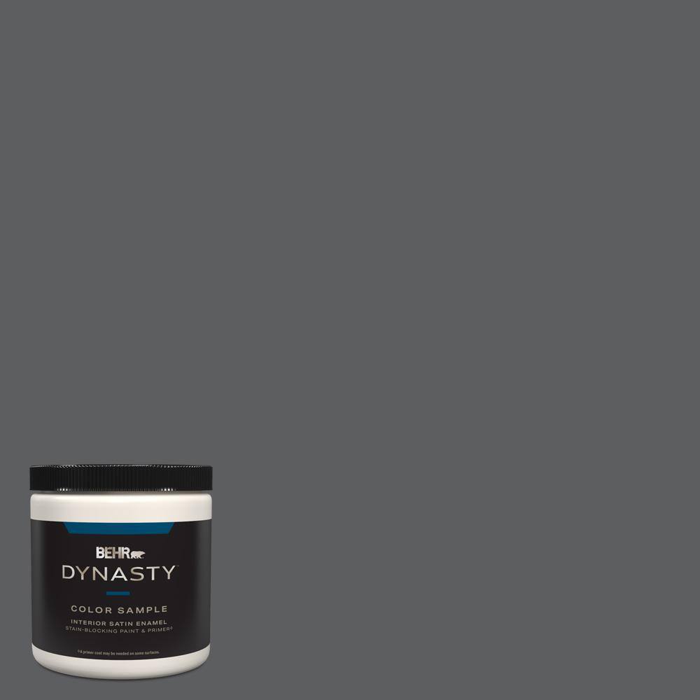 BEHR DYNASTY 8 oz. N5006 Graphic Charcoal OneCoat Hide Satin Enamel StainBlocking Interior