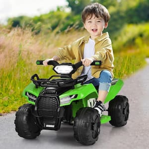 7.3 in. 12-Volt Kids ATV Quad Electric Ride On Car Toy Toddler with LED Light and MP3 Green