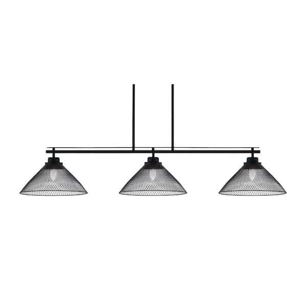 Unbranded Monroe 3-Light, Round Fitter, Matte Black Finish, 14 in. Matte Black Billiard Light Cone Metal Shades